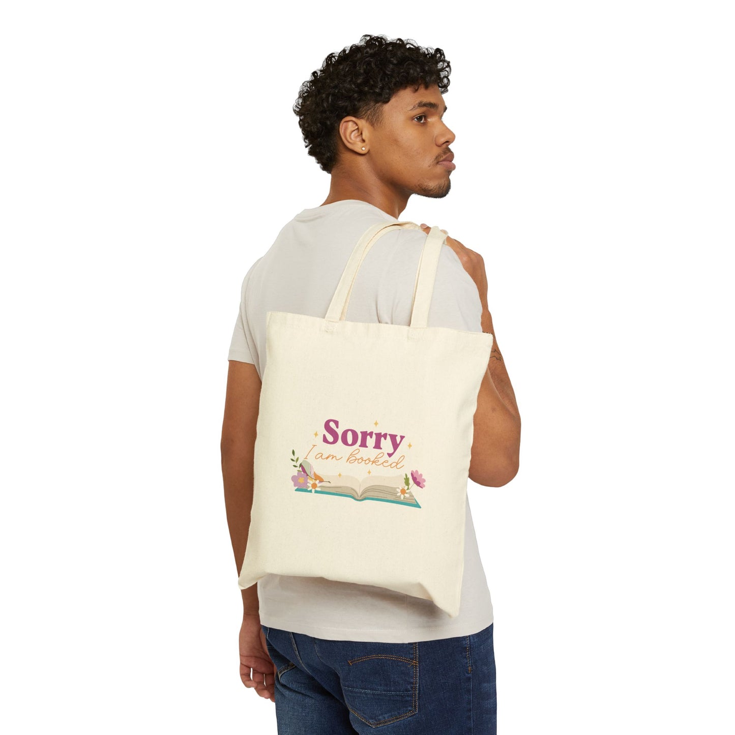 "Sorry I'm Booked" Cotton Canvas Tote Bag