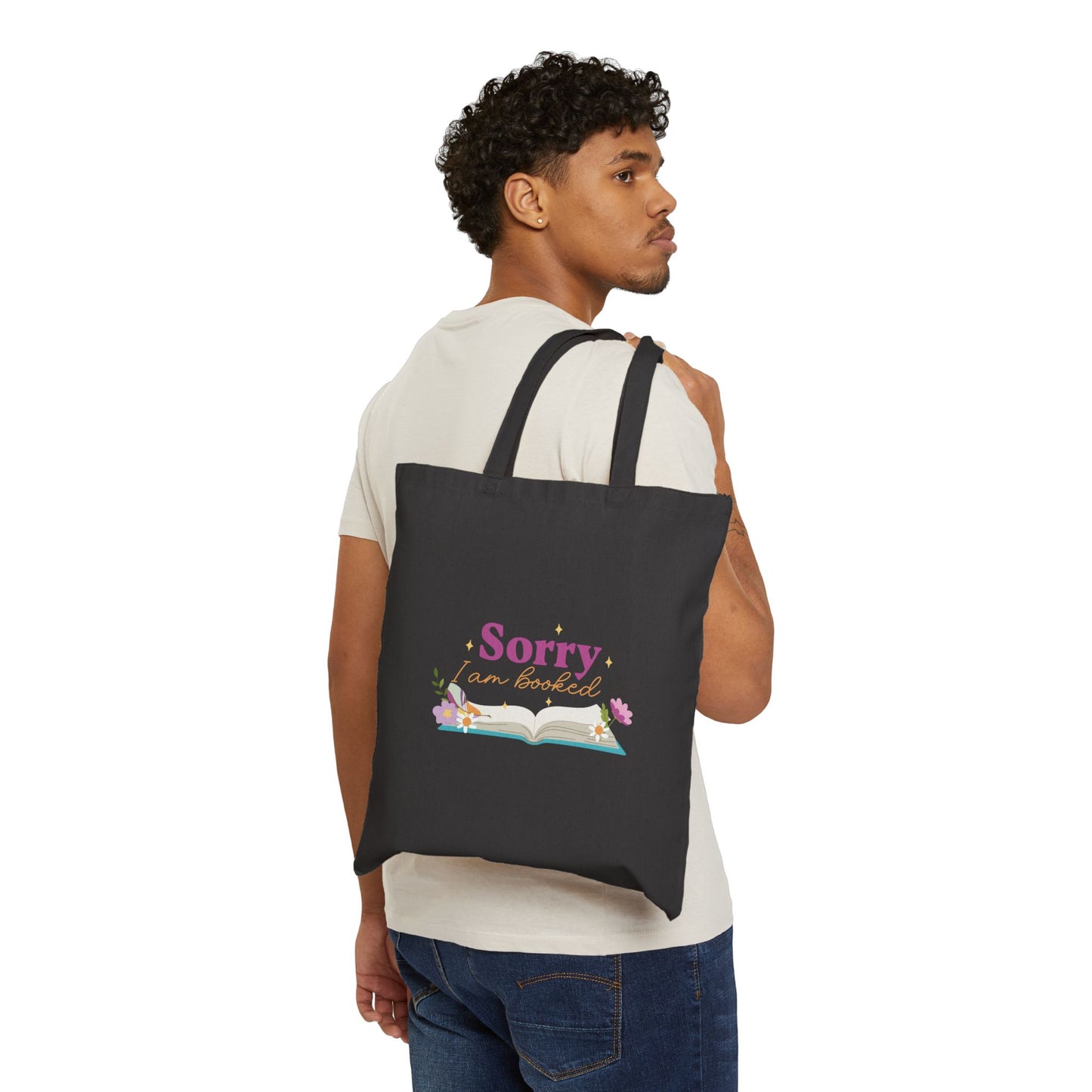 "Sorry I'm Booked" Cotton Canvas Tote Bag